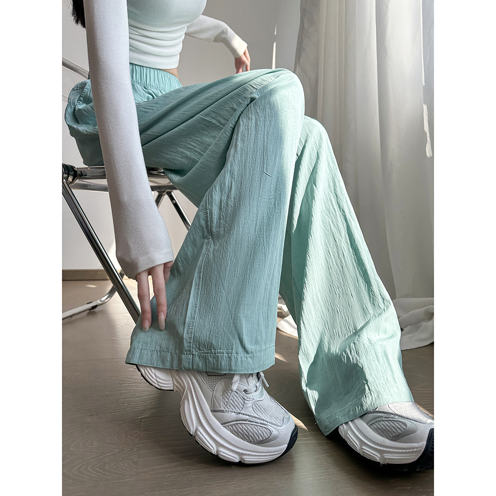 Dynamic girls Japanese lazy style summer models Yamamoto leisure loose high-waisted draping thin ice silk wide-leg straight trousers
