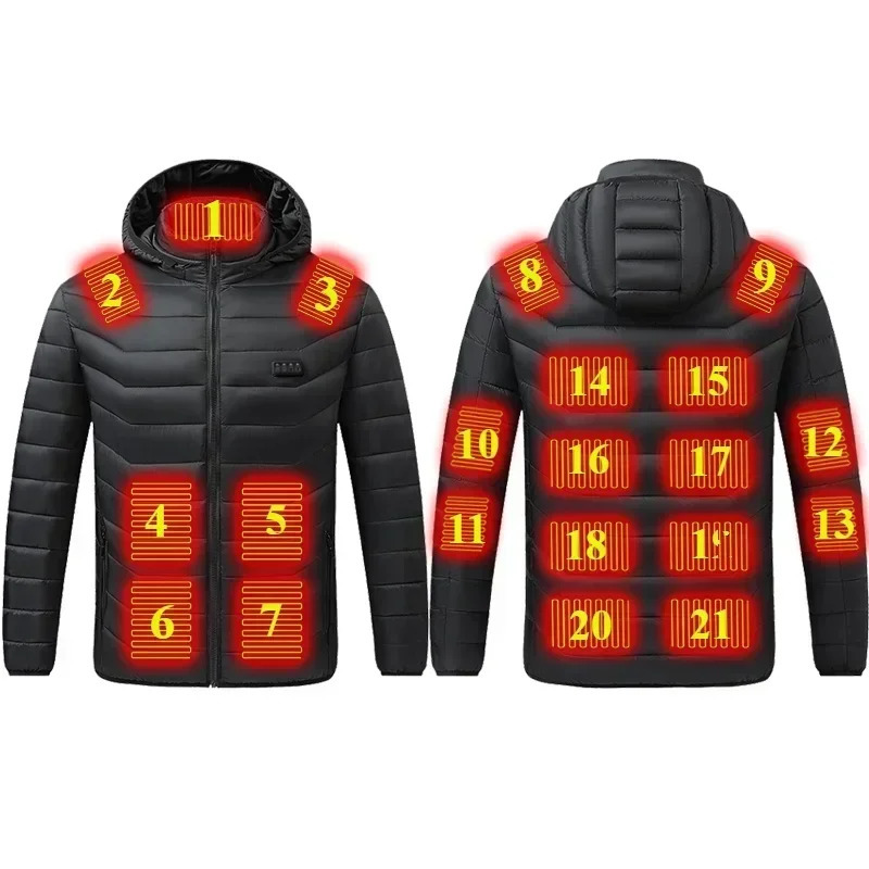 21 Zone Heating Suit Winter Mens Outdoor Warm USB Intelligent Heating Multi Gear Adjustable Controllable Temperature Jacket 241031