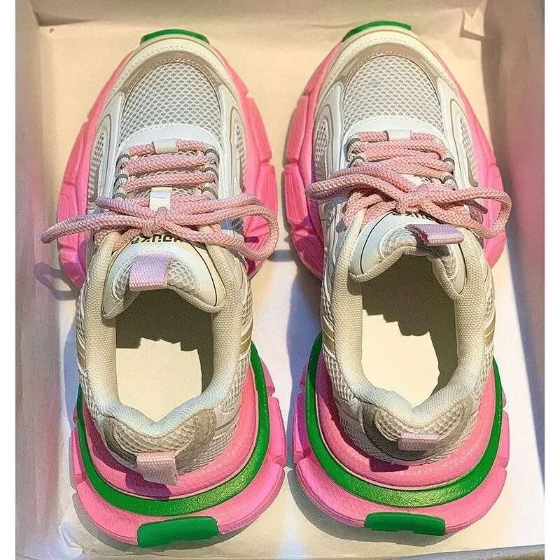 Dorky Dad 2024 Women's Fashion Sports Running Platform Clunky Sneakers Student Daily Walking Jogging Shoes