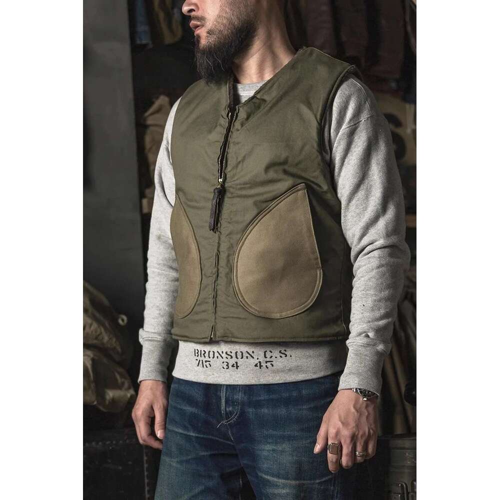 Red Bronson Wool Piled-Ed Vest Winter Mens Warm Waistcoat N-1D Deck Jacket
