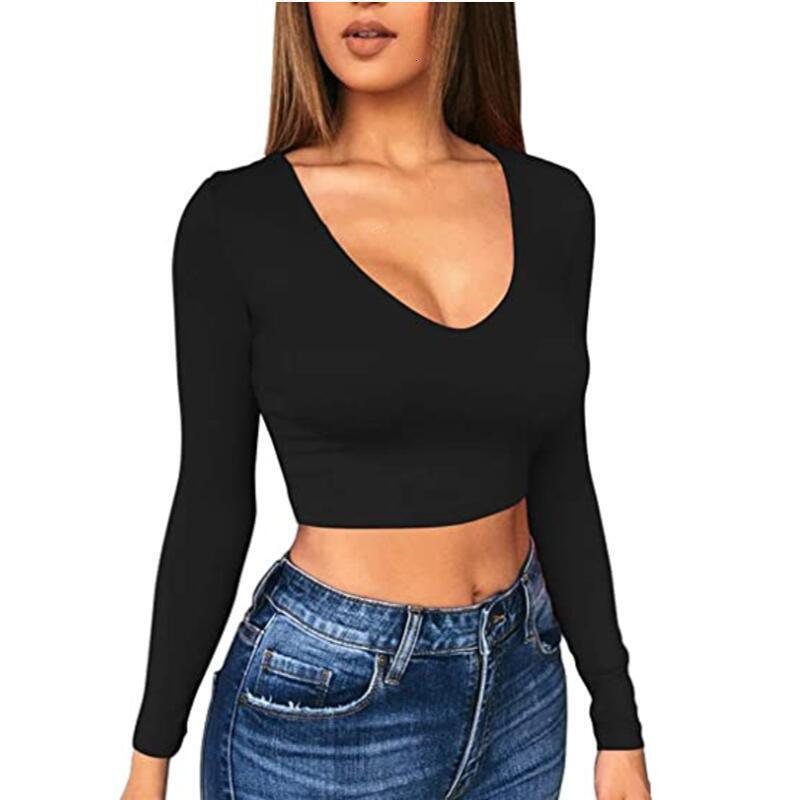 Designer slim fit spicy girl women's solid color base shirt sexy ultra short low cut exposed navel tight long sleeved T-shirt top