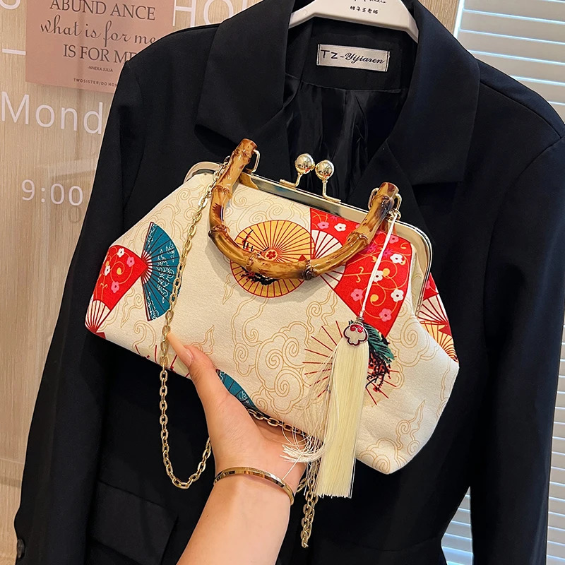 Evening Dress Womens Clutch Bag Bridal Wedding Clutch Wallet Chain Shoulder Bag Small Party Handbag Rattan Handle Handbag 241031