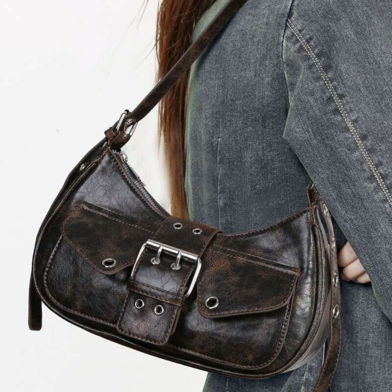 Underarm Female 2024 New High-Grade Commuter Retro Hand Bill Of Lading Shoulder Motorcycle Bag