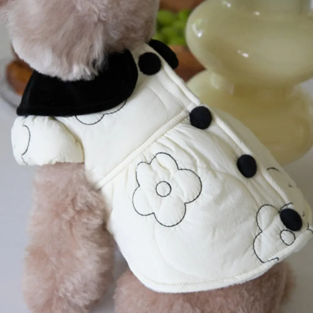 Autumn Winter Pet Plush Lapel Coat Dog Warm Skirt Clothes Teddy for Small Dogs 241028