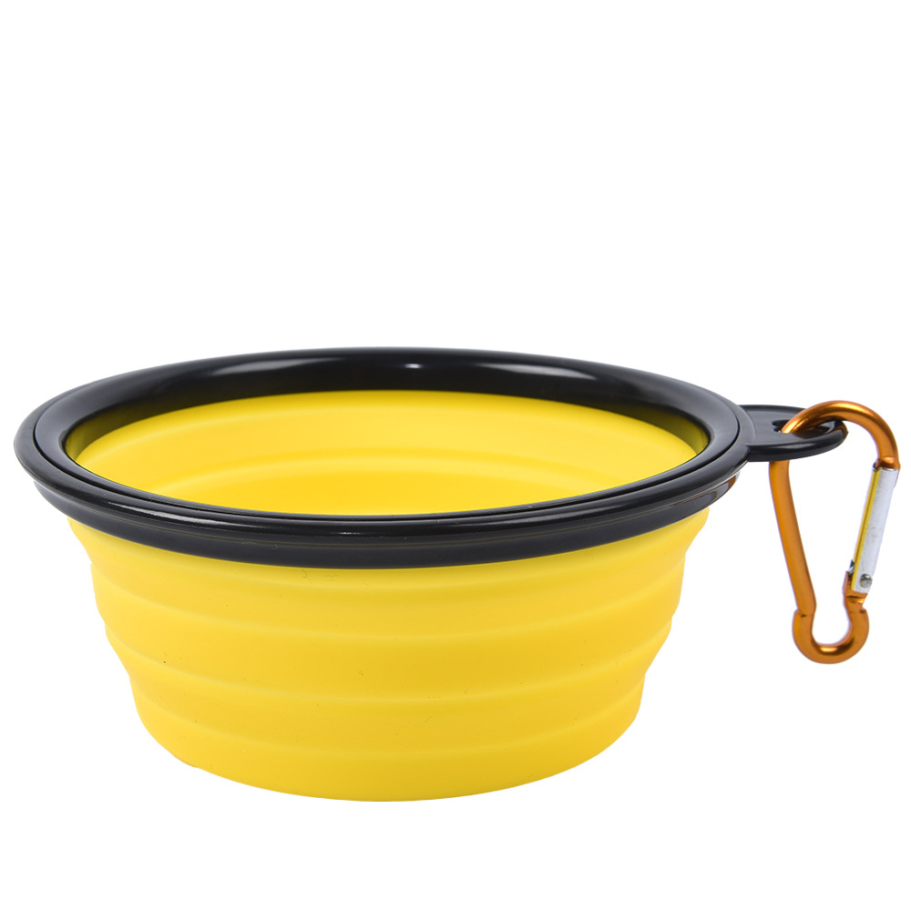 Pet Dog Bowls Folding Portable Dog Food Container Silicone 350ML Pet Bowl Puppy Collapsible Bowls Pet Feeding Bowls with Climbing Buckle