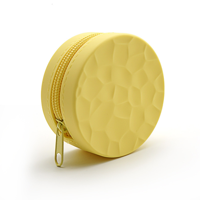 New designer's minimalist silicone wallet, circular headphone storage bag, data cable, coin box, mini wallet that can be printed