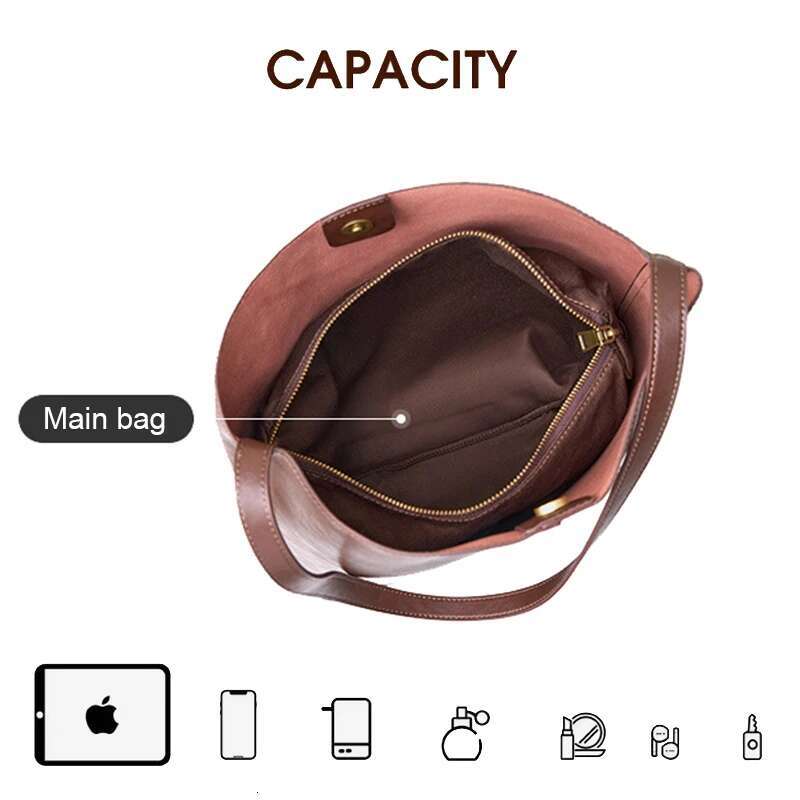 Women Tote Fashion Lady Large Capacity Bucket Cowhide Split Leather Laptop Handbag Casual Shoulder Bag For Girls