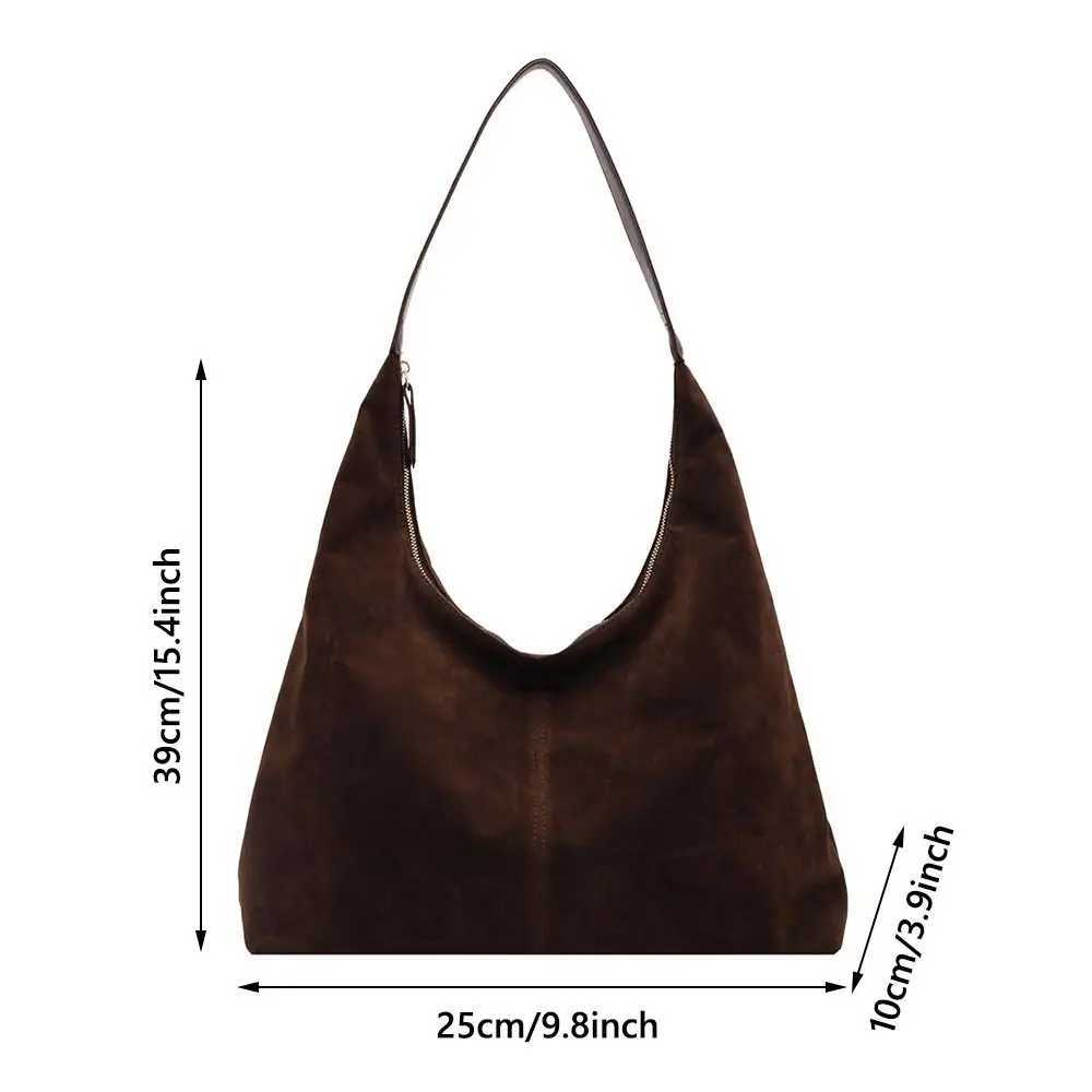 Fall Purses Brown Suede Bags New for Women Zipper Large Capacity Shoulder Bag SlouchyC241031