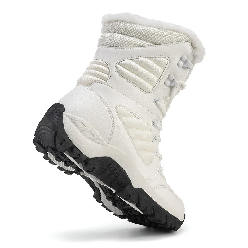 Winter Women Waterproof Platform For Men Warm Ankle Boots Plush Non-slip Couple High Gaobang Cotton Shoes 241030 4