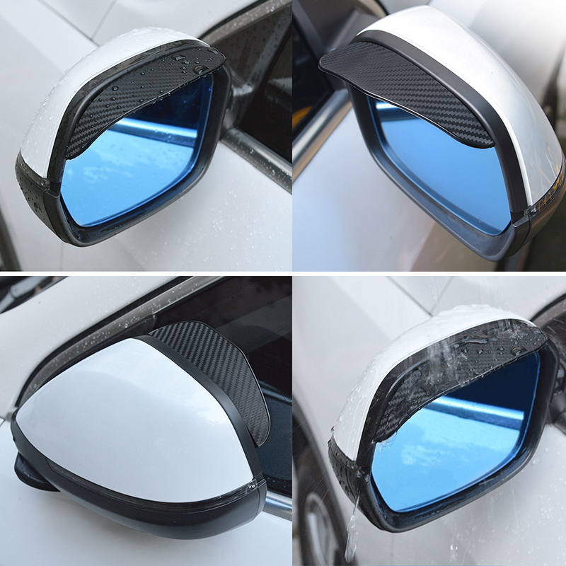 New 2Pcs Eyebrow Carbon Fiber Rearview Side Snow Sun Visor Rain Cover Car Mirror Accessories