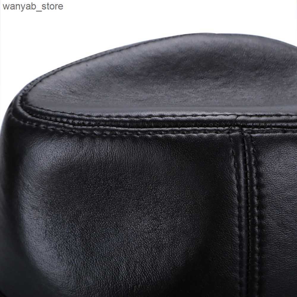 Stingy Brim Hats 2024 Hot Sale Men Fashion Brand % Real Genuine Sheepskin Leather Cowboy Hot Sale Plus Size Hats Sale Real Sheep Leather Caps L240910