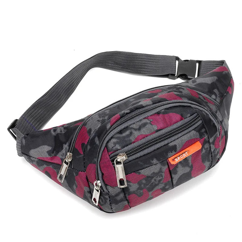 Camouflage printed mens waist bag wallet casual large mobile phone with bag womens canvas travel mobile phone bag 241031