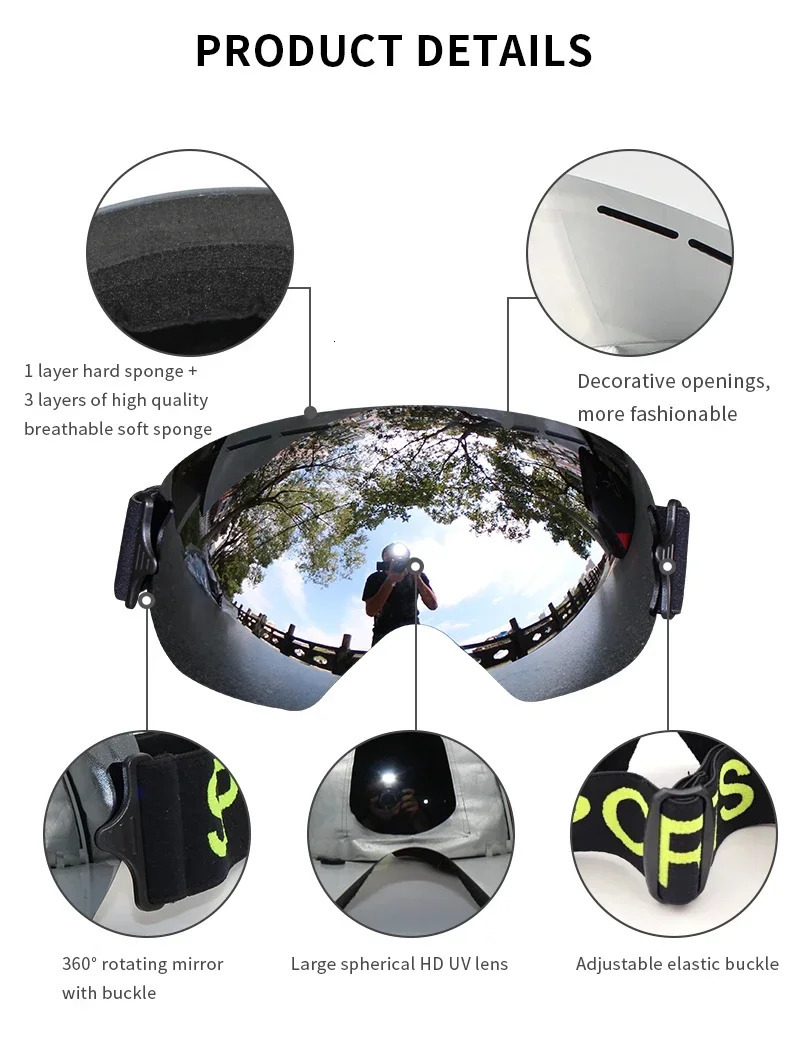 LIGHTWEIGHT Professional Ski Goggles Men WomenUV400 Adult Anti-fogSnowboard Skiing GlassesUltra-light Winter Snow Eyewear 241031