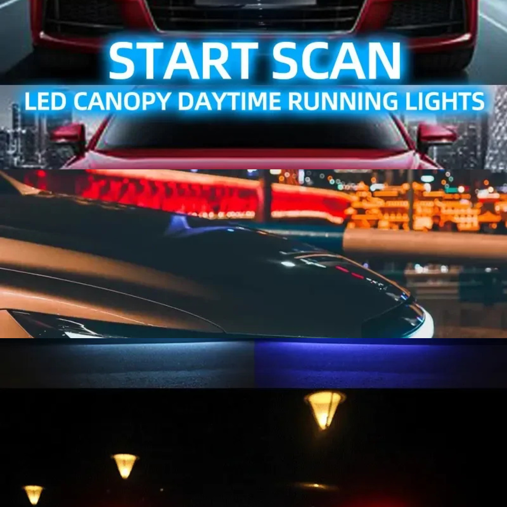 New 1Pcs LED Hood Decorative Strip Start Scan Meteor Dynamic Car Daytime Running Light DRL With Turn Signal Lamp 12V