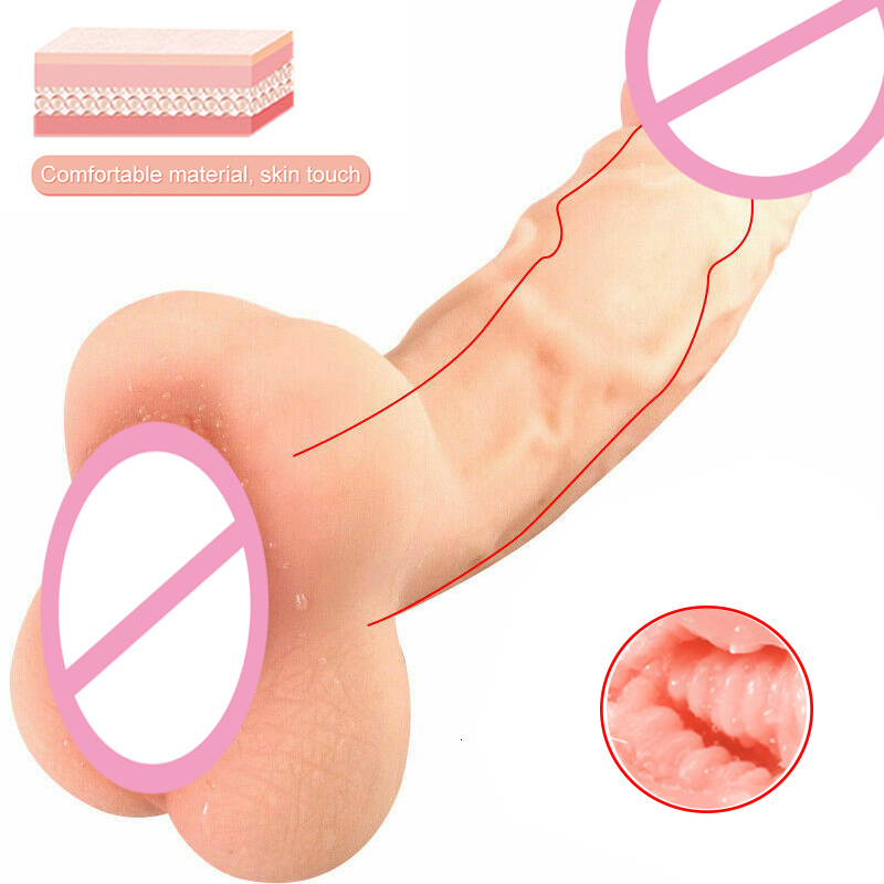 masturbator Realistic Dildo Masturbation Soft Stick Sex Toys For Men Anal Plug Dick Male Masturbator Vagina Pocket Pussy Sex Products