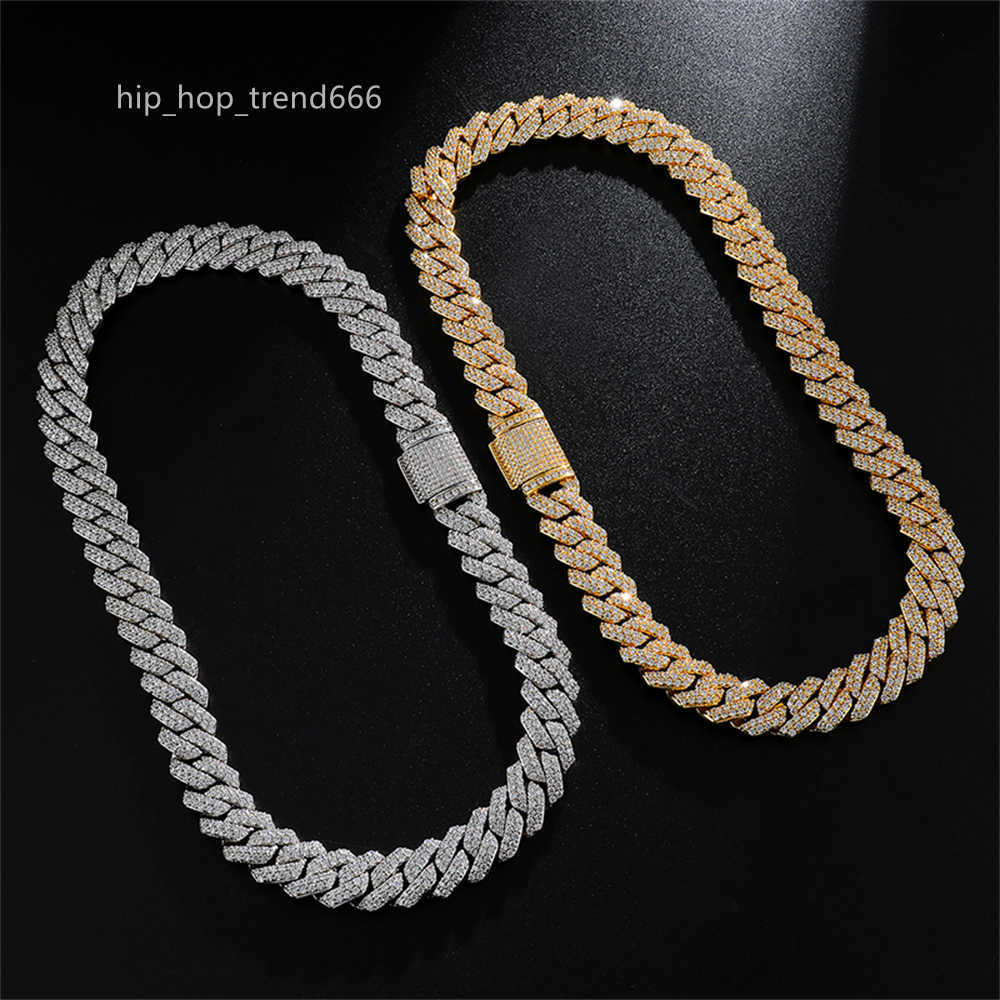 Hot Sale Style Box Buckle Miami Large Chain Full moissanite Hip Hop 19mm Mens Cuban Necklace