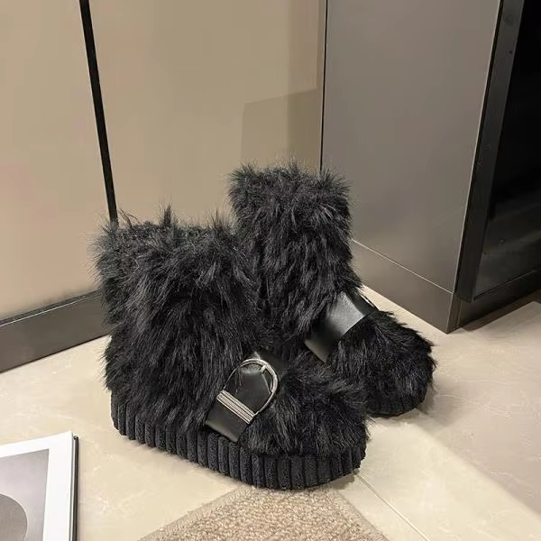 New Furry Designer Womens Upgraded With Wool Boots Non-Slip Warm Womens Australia Ankle Fashion Winter Boots Large Size Leather Shoes
