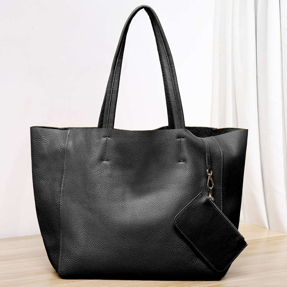 First Layer Cowhide Handbag Large Capacity Soft 2024 Minimalist Genuine Leather Women's Shoulder Tote Bag