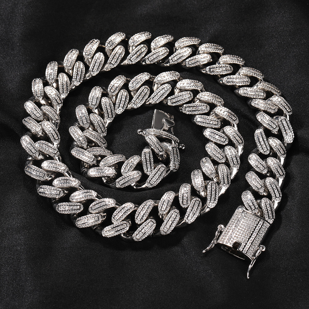 New In Hip Hop Cubic Zirconia 18mm T Square Cuban Link Chain Necklace For Men Punk Rock Grunge 18k Gold Plated Copper Heavy Industry Mens Necklace Rap