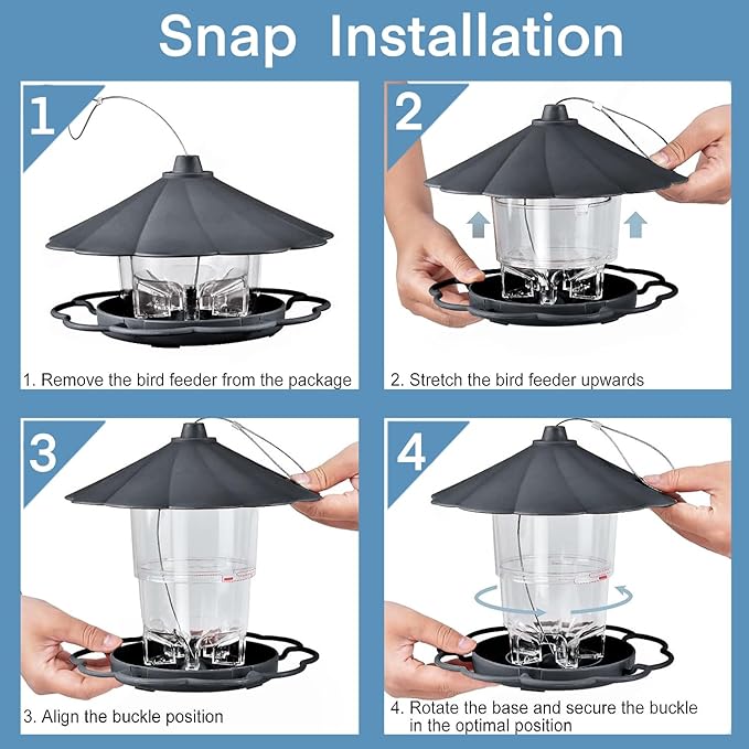 Sleek WLLKOO Bird Feeder Set for Patio & Deck Use Securely Attached With Integrated Shelter Against Elements