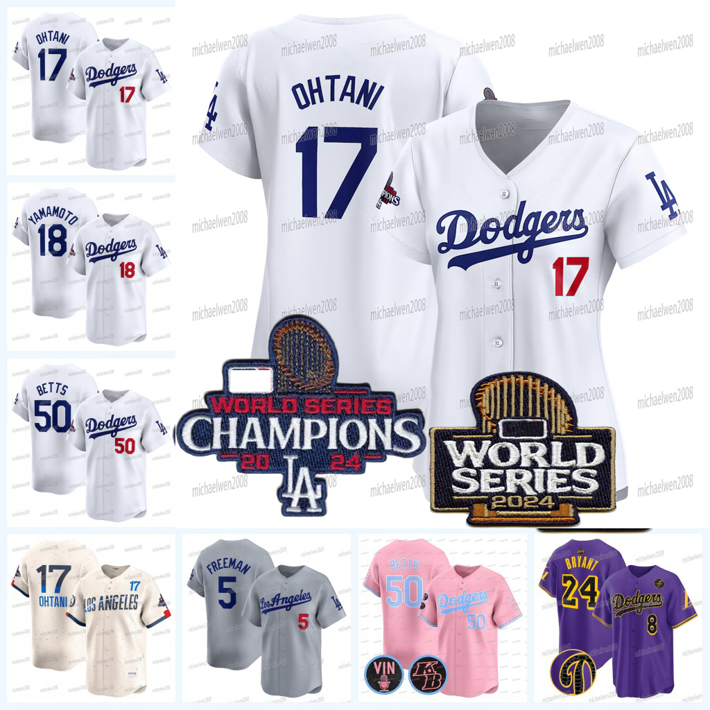 WOMEN Freddie Freeman 2024 World Series Champion Dodgers Jersey Shohei Ohtani Mookie Betts Yoshinobu Yamamoto Max Muncy Will Smith Gavin Lux Chris Taylor Buehler