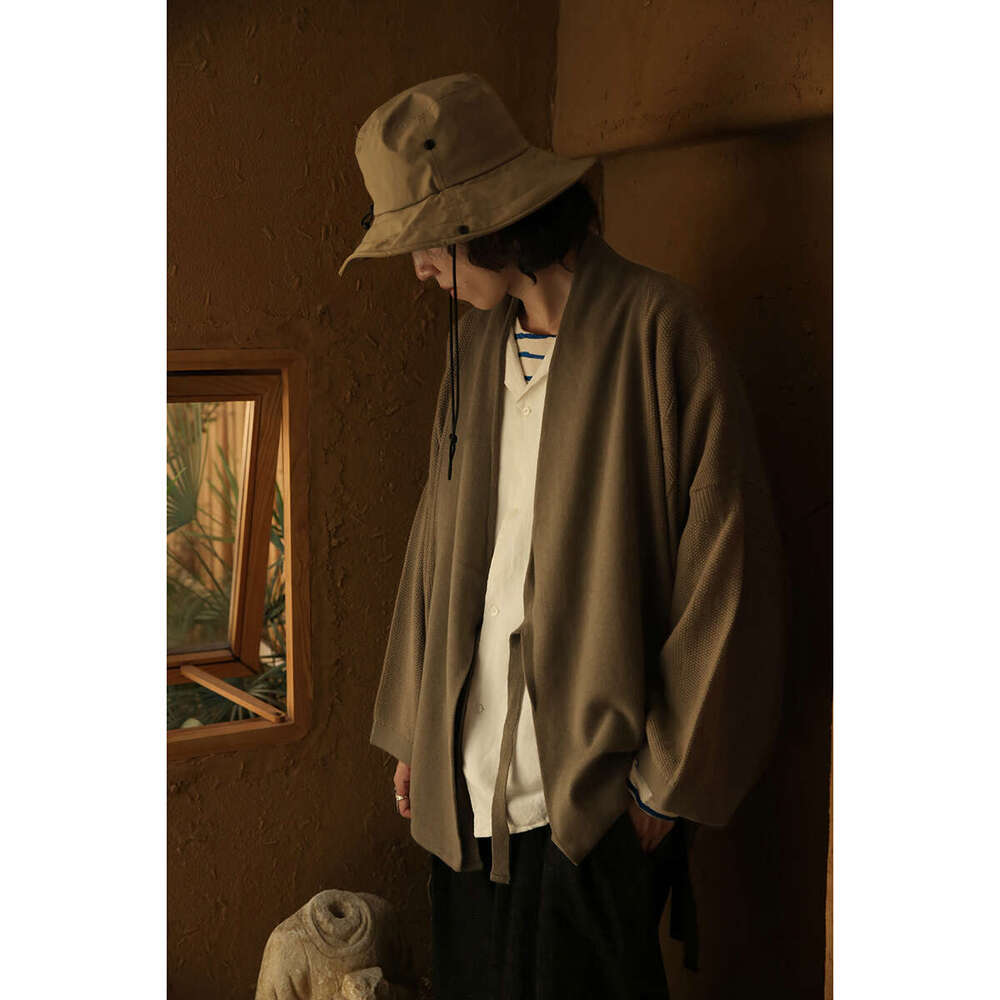 Second Order Japanese Style Kendo Jacket Retro Knitted Kimono Men's Cardigan