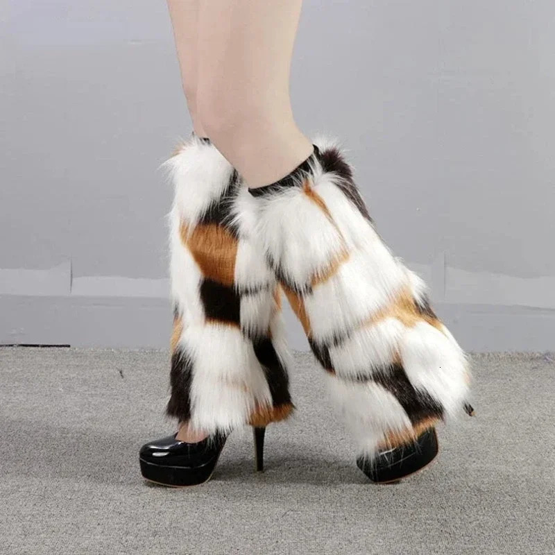 Fox-like Plush Boots Socks Sleeve Women Long Short Leggings Warm Autumn Winter Stage Performances Furry Leg Warmers 241031
