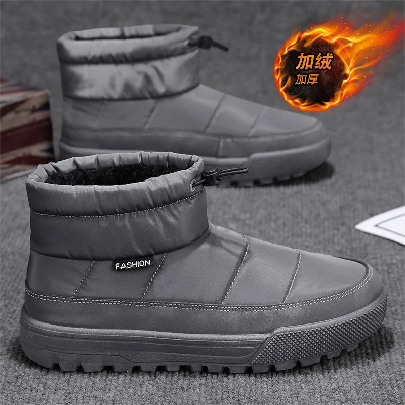 Mens winter boots down jackets velvet cold proof warm high-end cotton shoes daily outdoor warm mens shoes mens snow boots 241031