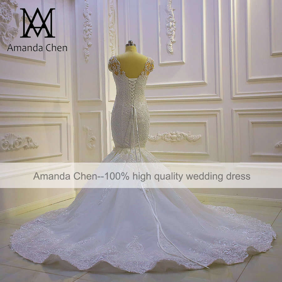 Cap Sleeve Lace Mermaid Wedding Gowns