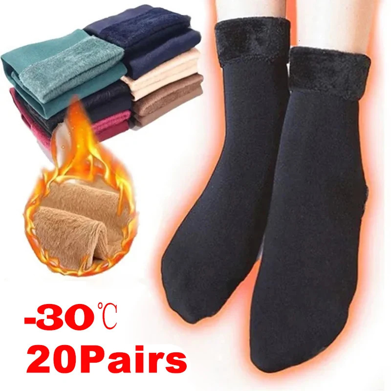 Winter Warm Women Socks Soft Thicken Thermal Plush Socks Solid Color Velvet Wool Snow Boots Floor Socks Home Sleeping Sock 241031