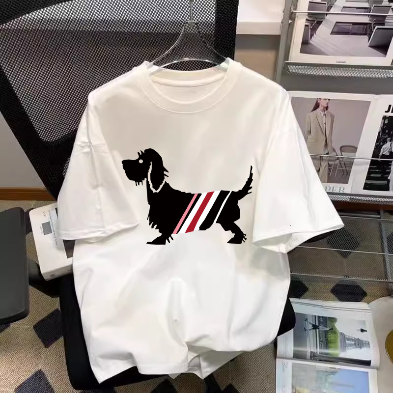 Designer's pure cotton women's short sleeved T-shirt brand internet famous loose round neck trendy white printed top versatile base shirt