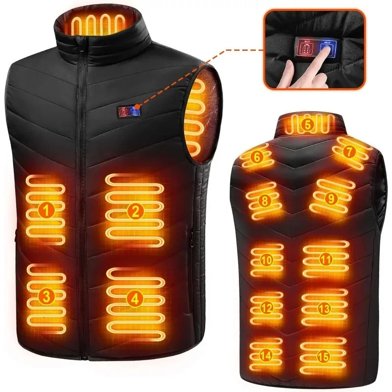 21 Heated Zones Mens Heated Vest Winter Heated Vest for Men Womens USB Tactical Jacket Thermal Vest Body Warmer Coat S-6XL 241031