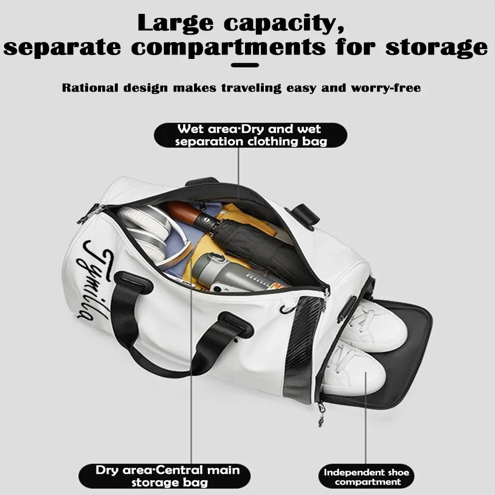 Tymilla 2024 New Golf Clothing Bag Simple Crossbody Large Capacity Pu Waterproof Independent Shoe Area Outdoor Sports