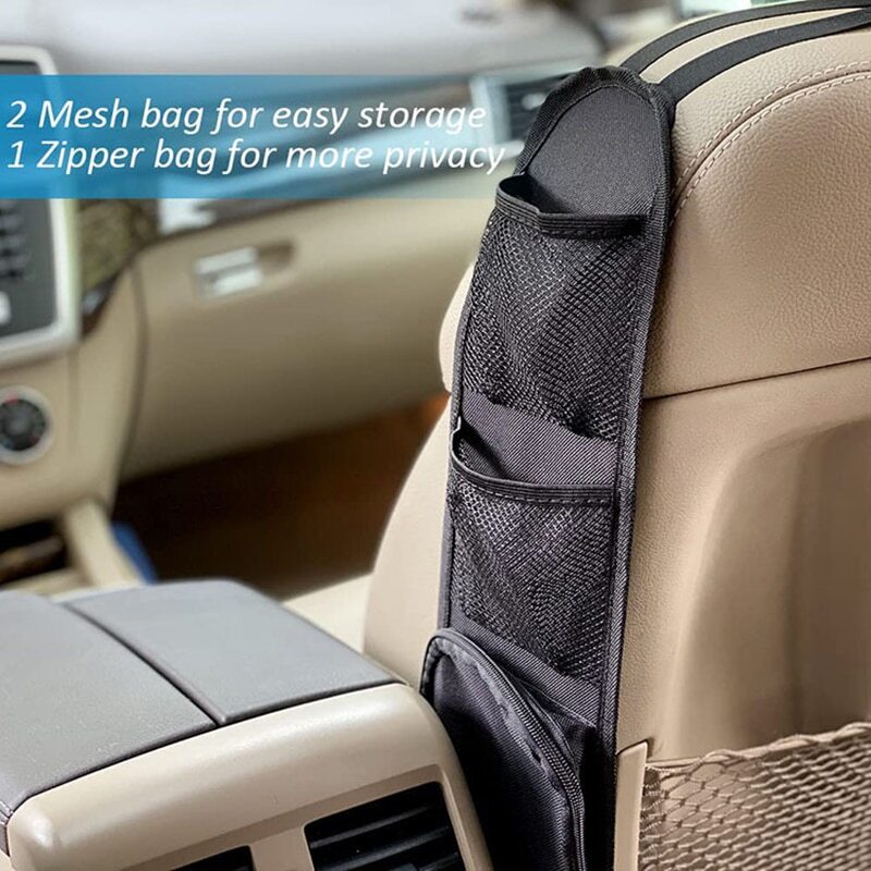 New Multifunctional Zipper Car Side Storage Bag With Mesh Pocket Things Holder Suitable For Cars