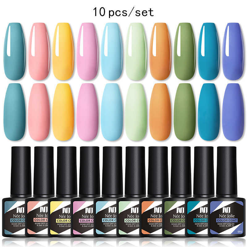 Nee Jolie New Manicure 10-Color Varnish Nail Phototherapy Gel Set Primer Cover W240824