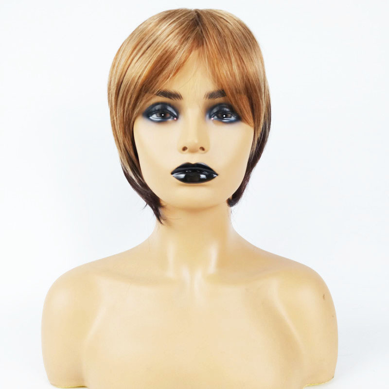 Fashion wig for women short straight hair new synthetic fiber headpiece wigs human hair