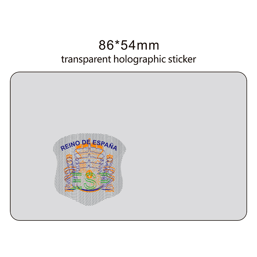 86*54mm Custom holographic overlay sticker/ transparent laser hologram label