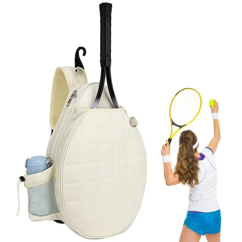 Tennis Bags For Women Padded Strap Tennis Bag Top Handle Carrier With Hook Chest Grids Printed Tennis Sling Bag Water Resistant 241031