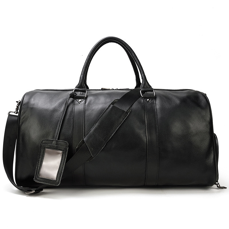 Fashion Genuine Duffel Big Cow Leather Men Women Business Travel Bag Black Large Shoulder Weekend Lage Bags 231123 a594