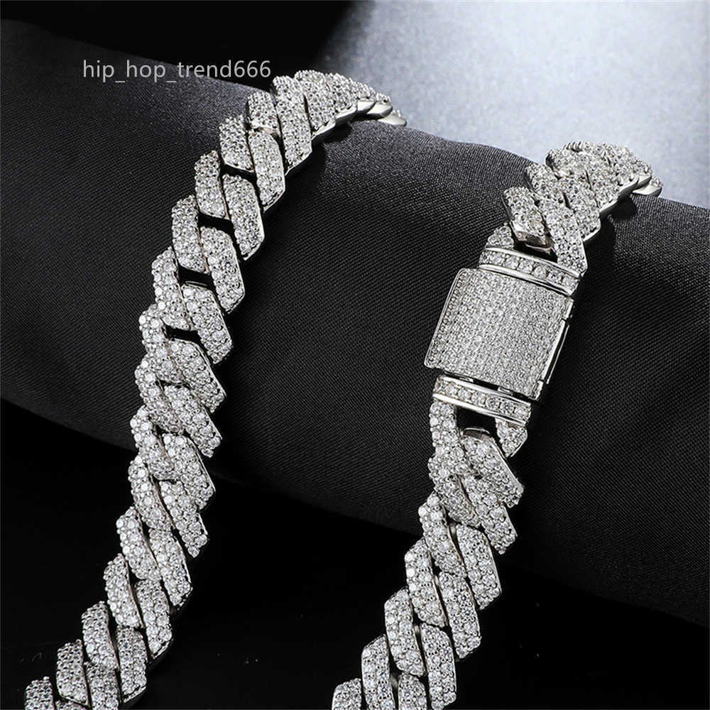 Hot Sale Style Box Buckle Miami Large Chain Full moissanite Hip Hop 19mm Mens Cuban Necklace