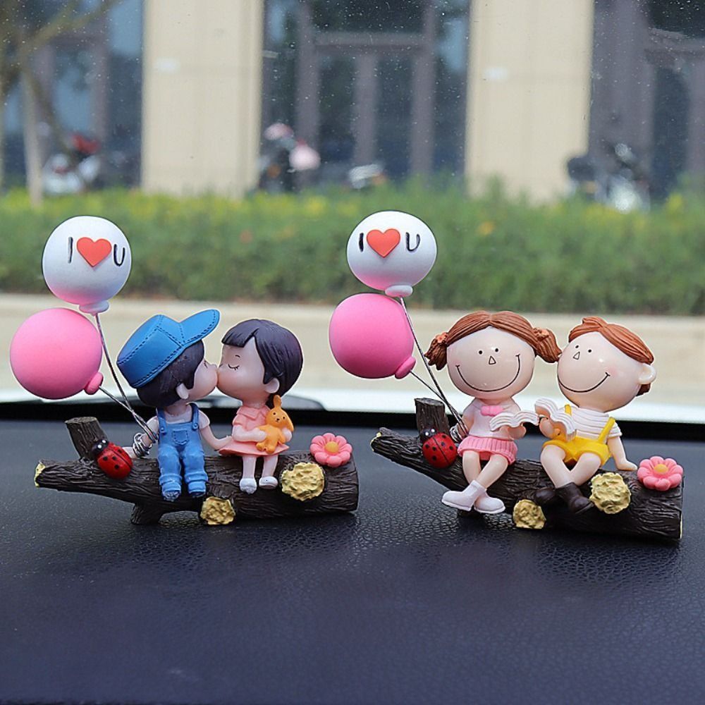 New Car Decoration Cartoon Cute Couples Action Figure Figurines Balloon Ornament Auto Interior Dashboard Accessories For Girls Gifts