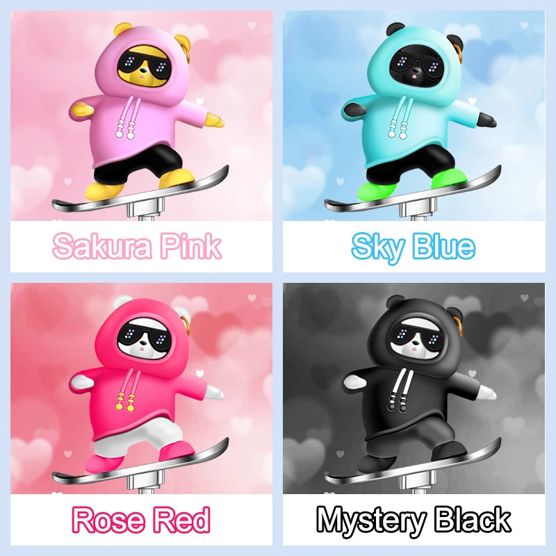 New Automatic Sliding Skateboard Bear Alloy Cute Cartoon Scooter Center Console Ornaments Creative Car Decoration Accessories