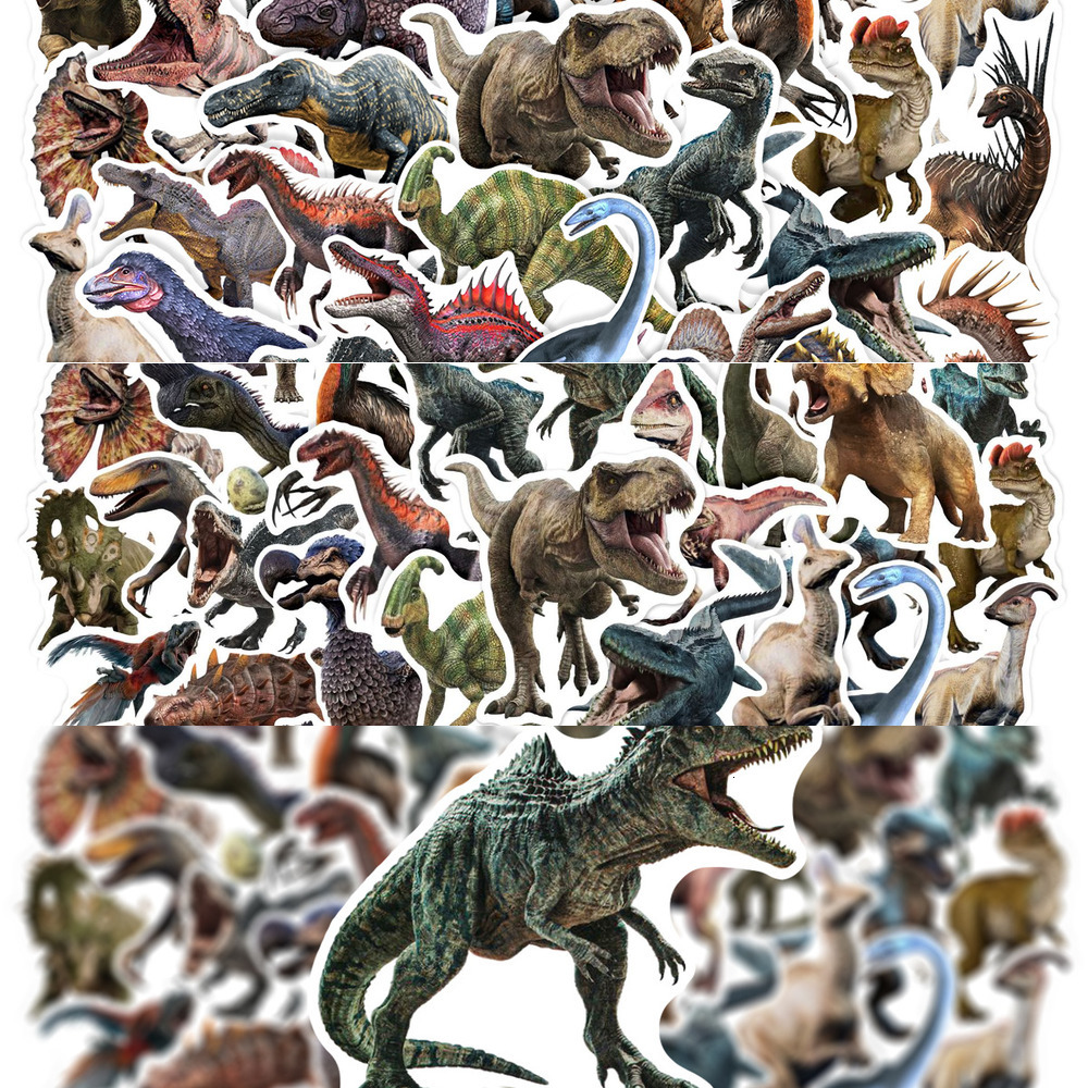New 50Pcs Jurassic Dinosaur Stickers Kids Toy Gift DIY Laptop Phone Suitcase Notebook Ancient Animal Sticker Graffiti Decals
