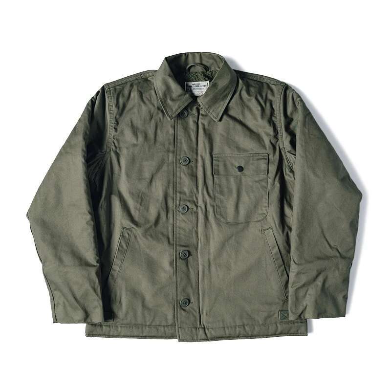 Non Stock USN A-2 Deck Jacket Vintage Workwear Sherpa Ing Field Coat Army Green