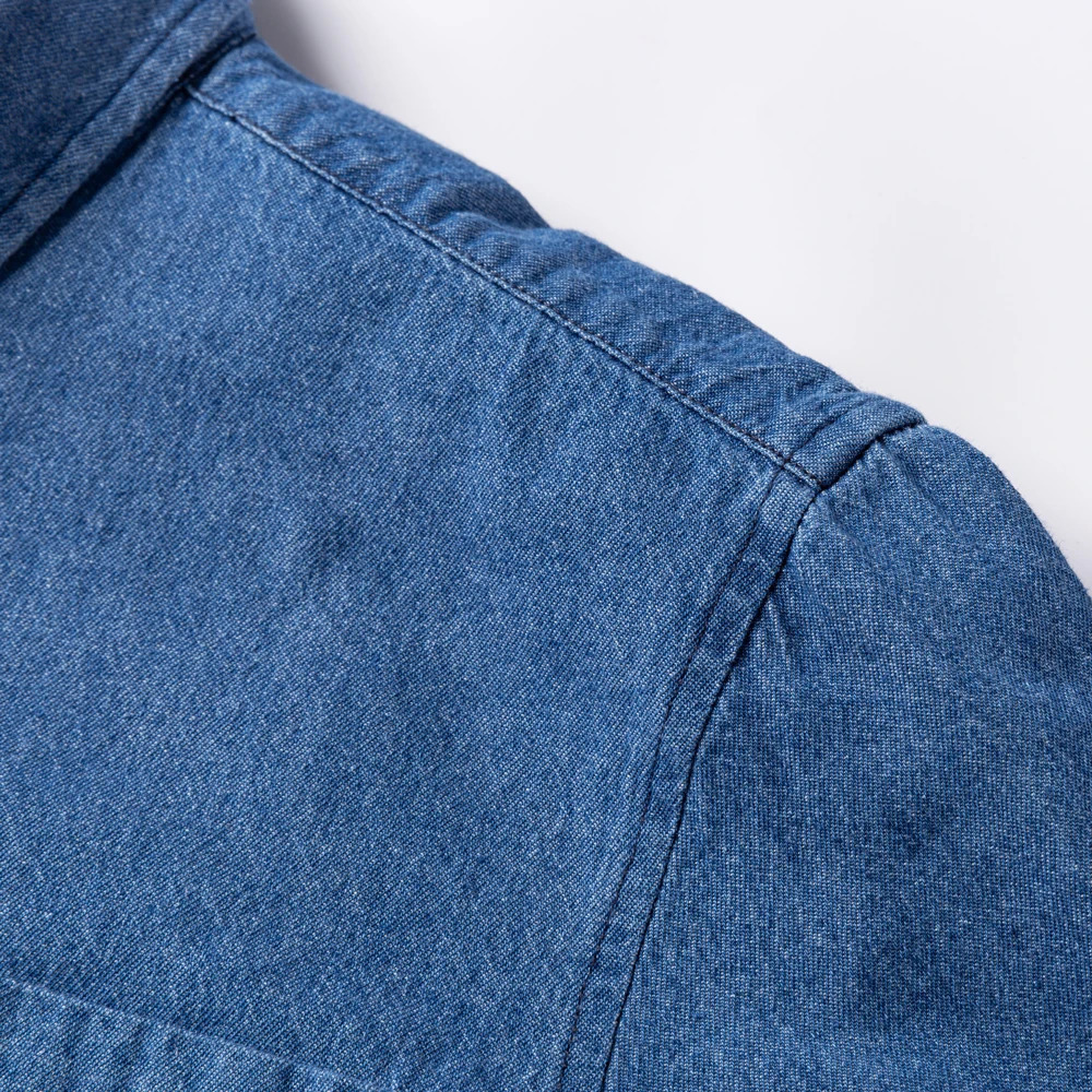Mens 100% cotton Western style denim pocket shirt long sleeved standard suitable for comfortable durable soft casual washable durable work shirt 24103