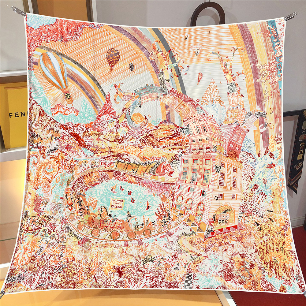 Silk Twill Scarf Square Head Scarves Shawls Bandanas Tops Summer Spring Belt Bag Accessories Female Foulard Femme Christmas gifts Les Folies du Faubou