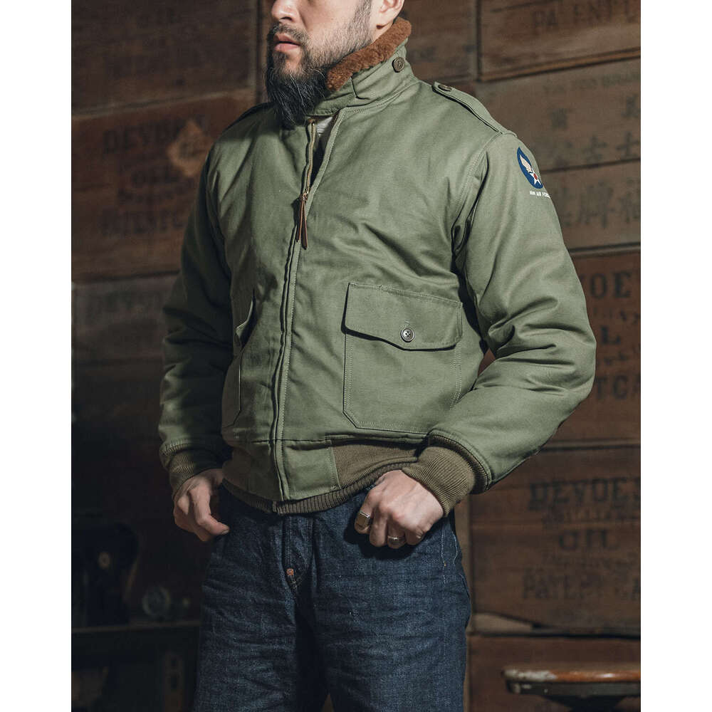 Bronson 1943 Type B-10 Bomber Jacket Vintage Mens Flying Coat Wool Ing B15