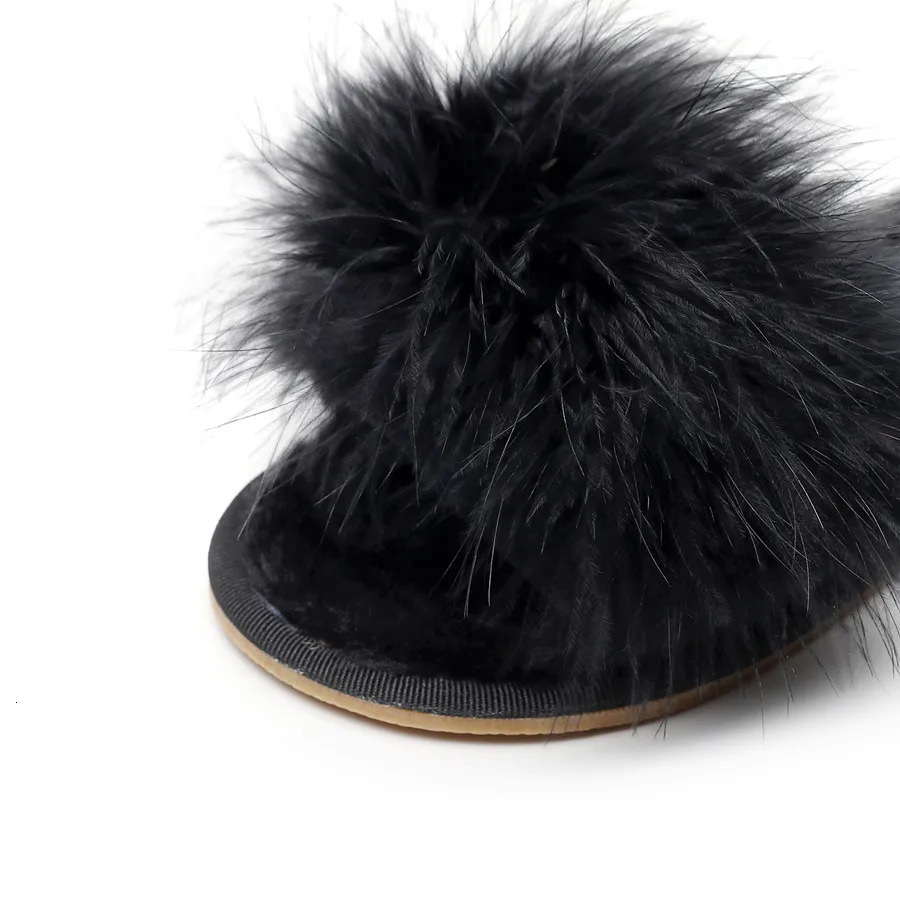 Fayuekey Spring Summer Winter Home Cotton Fluffy Fur Slippers Womens Wedding Floor Bedroom Flat Shoes 241031