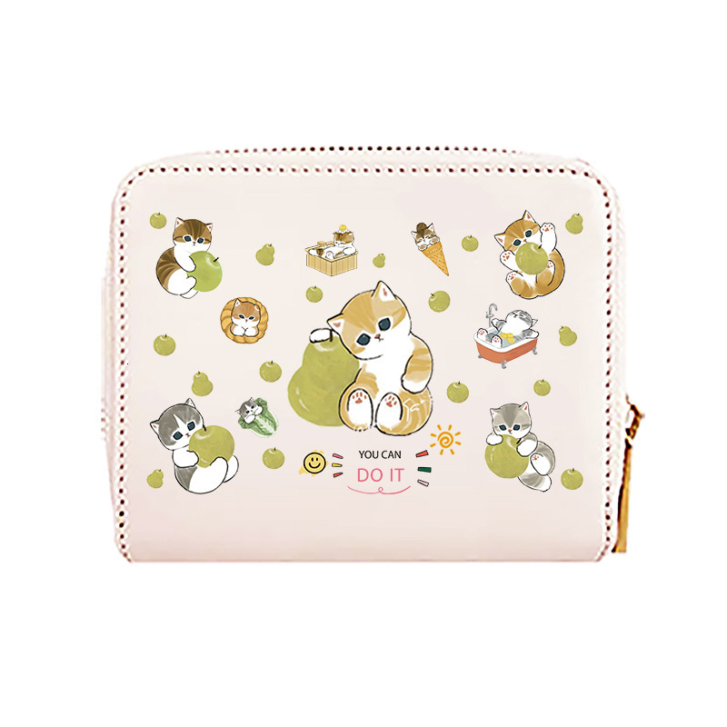 New designer wallet card bag integrated with cute ladies' cartoon cat, large capacity Instagram, compact Korean version, anti demagnetization