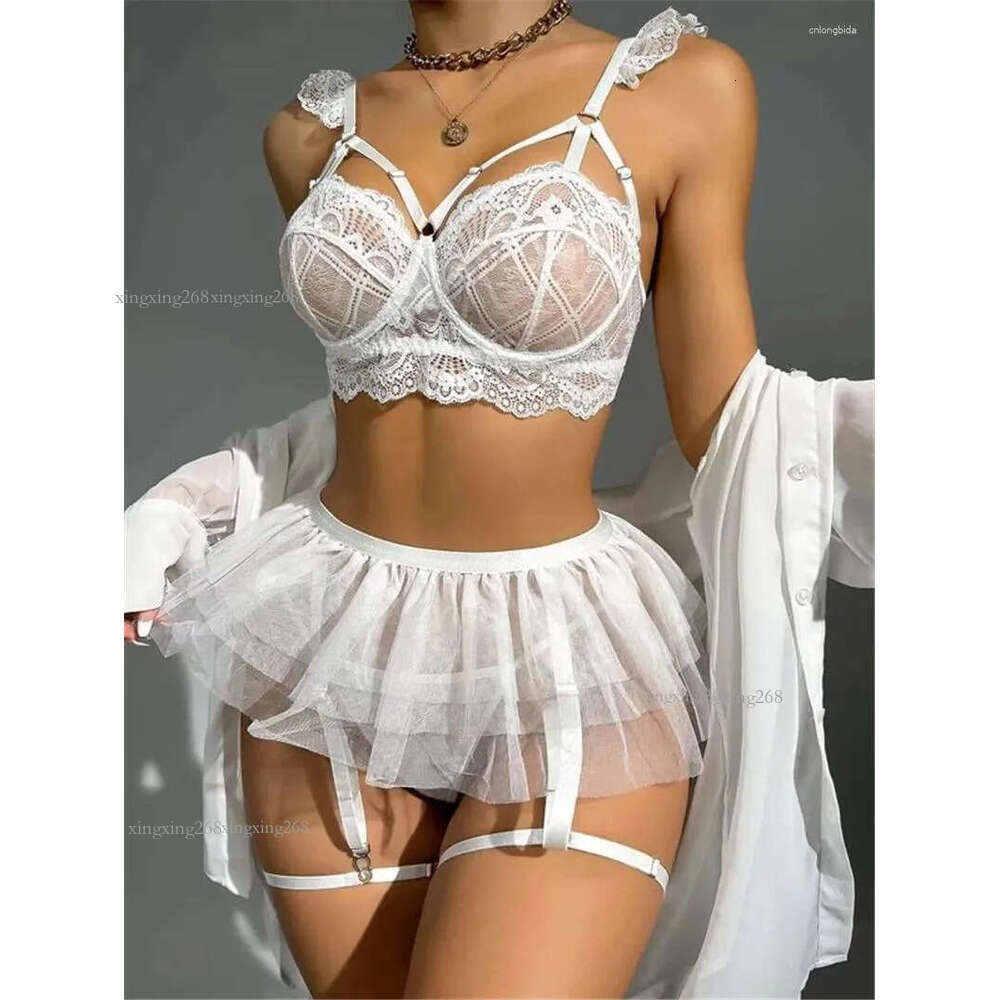 Bras Sets Sexy Lingerie Bra And Panty Set Exotic Sensual Transparent Erotic Apparel Porn Goth Mesh Sex Outfit Top Briefs